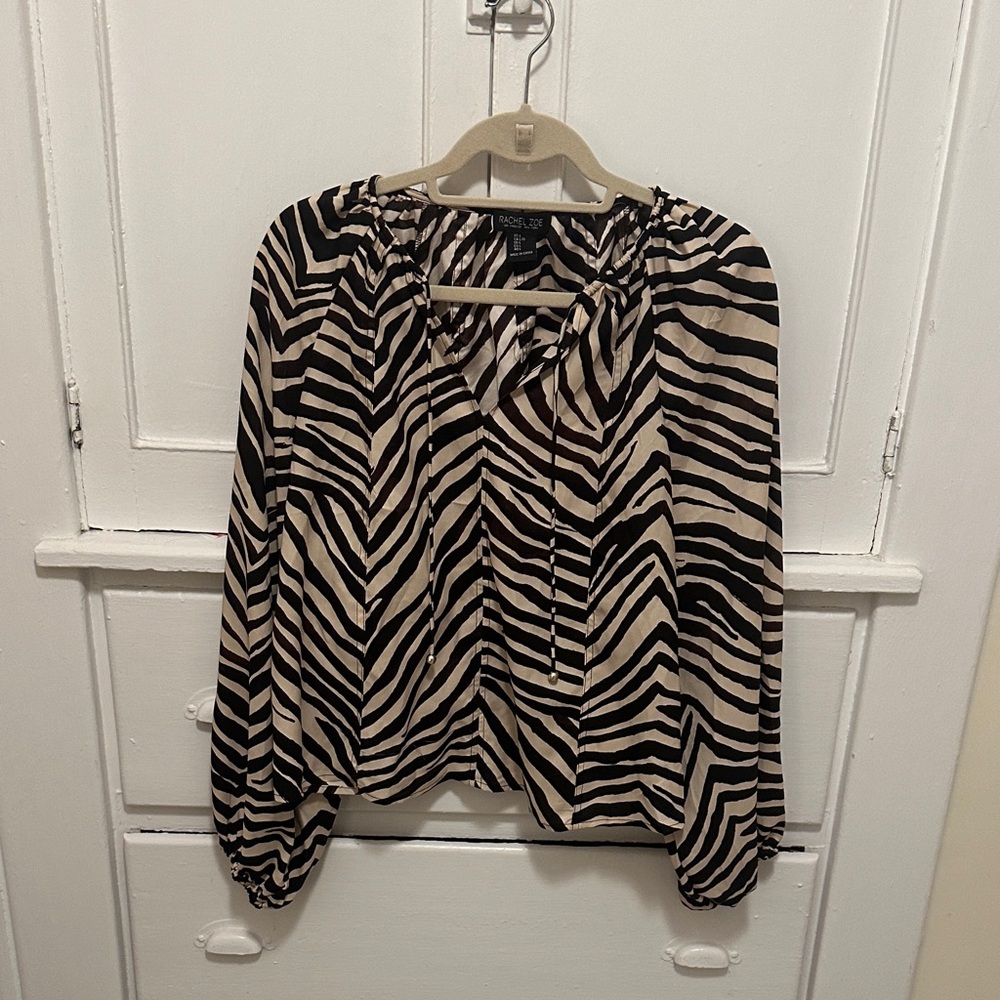 Rachel Zoe Black and Cream Zebra Blouse